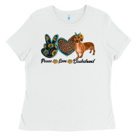 White peace love dachshund Ladies Tee - RanaPortraitStore