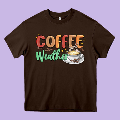 Coffee Weather Heavy Core Tee Designed By Maliassmallbusiness