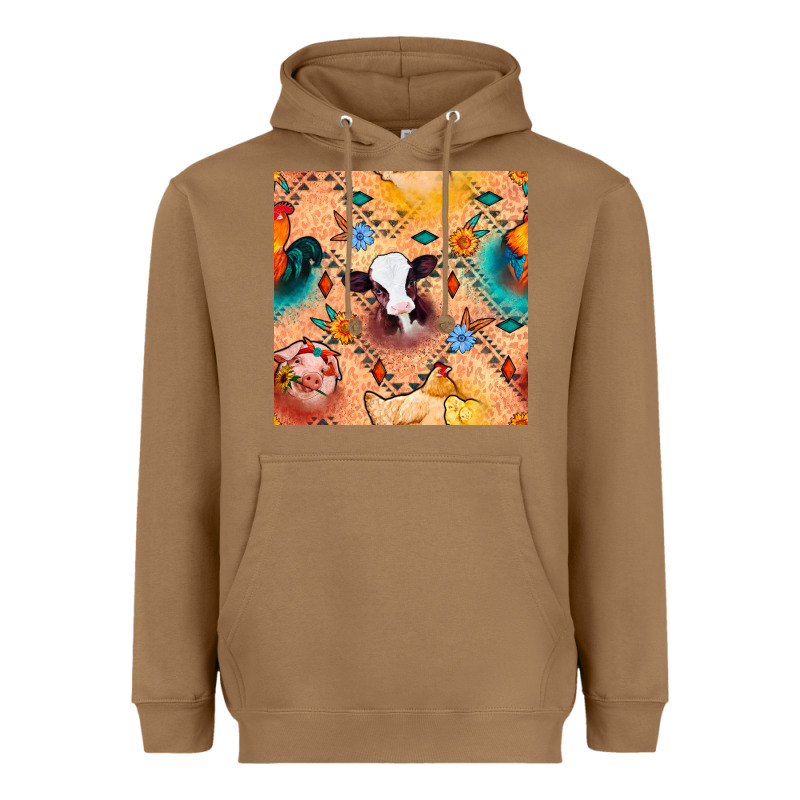 Western Farm Animals Seamless Pattern Heavyweight Hoodie by BundleAndBundleShop | Teevron
