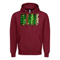 Burgundy St. Patrick's Day brushstroke Zipper Hoodie - OliviaCreatesArt