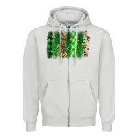 Dove Grey St. Patrick's Day brushstroke Zipper Hoodie - OliviaCreatesArt