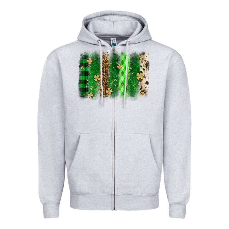 St. Patrick's Day Brushstroke Zipper Hoodie by OliviaCreatesArt | Teevron