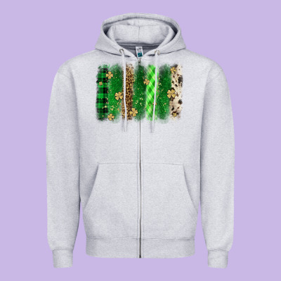 St. Patrick's Day Brushstroke Zipper Hoodie Designed By Oliviacreatesart