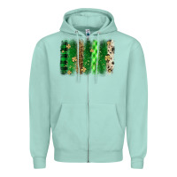 Seafoam St. Patrick's Day brushstroke Zipper Hoodie - OliviaCreatesArt