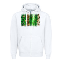 White St. Patrick's Day brushstroke Zipper Hoodie - OliviaCreatesArt