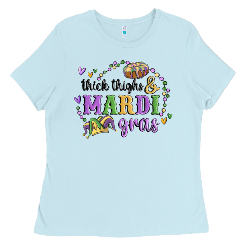 Thick Thighs Mardi Gras Ladies Tee by MaliasSmallBusiness | Teevron