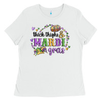 White thick thighs mardi gras Ladies Tee - MaliasSmallBusiness