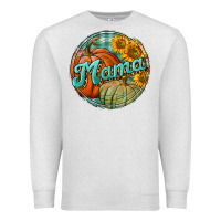 Oatmeal Heather pumpkin mama with background Premium Sweatshirt - BundleAndBundleShop