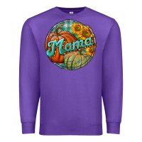 Purple pumpkin mama with background Premium Sweatshirt - BundleAndBundleShop
