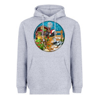 Heather Grey Christmas  farm animals Heavyweight Hoodie - FaDigitalArtStudio