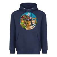 Navy Christmas  farm animals Heavyweight Hoodie - FaDigitalArtStudio