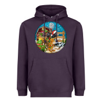 Plum Christmas  farm animals Heavyweight Hoodie - FaDigitalArtStudio