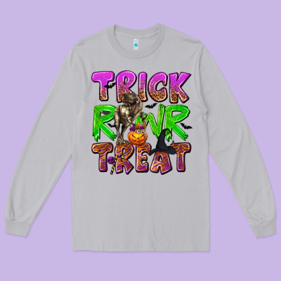 Trick Rawr Treat Long Sleeve Tee Designed By Texasbilliewilder