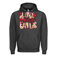 Charcoal Heather Love never fails Zipper Hoodie - FaDigitalArtStudio