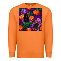 Carrot witchy cat and pumpkins seamless paternal Premium Sweatshirt - BundleAndBundleShop