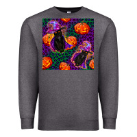 Witchy Cat And Pumpkins Seamless Paternal Premium Sweatshirt | Teevron