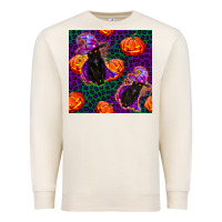 Sandshell witchy cat and pumpkins seamless paternal Premium Sweatshirt - BundleAndBundleShop