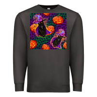 Smoke witchy cat and pumpkins seamless paternal Premium Sweatshirt - BundleAndBundleShop