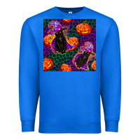 True Royal witchy cat and pumpkins seamless paternal Premium Sweatshirt - BundleAndBundleShop