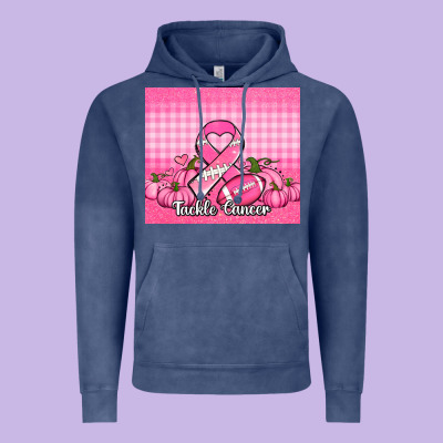 Tackle Cancer Pumpkins Football And Ribbon Vintage Hoodie Designed By Jasminsmagicworld