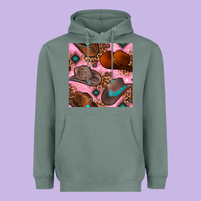 Western Cowboy Hat Seamless Pattern Heavyweight Hoodie Designed By Bundleandbundleshop