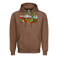 Chestnut christmas santa claus coffee cups Zipper Hoodie - OliviaCreatesArt
