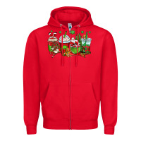 Red christmas santa claus coffee cups Zipper Hoodie - OliviaCreatesArt
