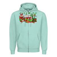 Seafoam christmas santa claus coffee cups Zipper Hoodie - OliviaCreatesArt