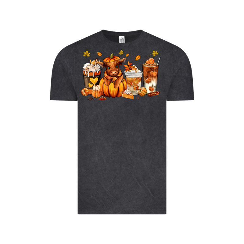 Fall Autumn Cow Pumpkin Coffee Cups Vintage Tee by RanaPortraitStore | Teevron