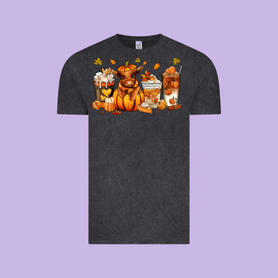 Fall Autumn Cow Pumpkin Coffee Cups Vintage Tee Designed By Ranaportraitstore