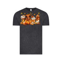 Vintage Black Fall Autumn cow pumpkin coffee cups Vintage Tee - RanaPortraitStore
