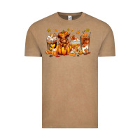 Vintage Coffee Fall Autumn cow pumpkin coffee cups Vintage Tee - RanaPortraitStore