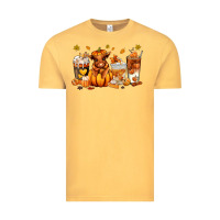 Vintage Mustard Fall Autumn cow pumpkin coffee cups Vintage Tee - RanaPortraitStore