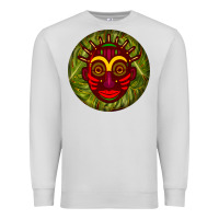 Dove Grey african masks round earrings 4 Premium Sweatshirt - BundleAndBundleShop