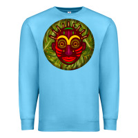 Ocean Blue african masks round earrings 4 Premium Sweatshirt - BundleAndBundleShop