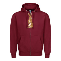 Burgundy Bunny Easter Zipper Hoodie - OliviaCreatesArt