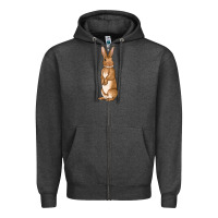 Charcoal Heather Bunny Easter Zipper Hoodie - OliviaCreatesArt