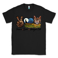 Black Peace Love Bengal Cat Head Classic Tee - LillyAllenDesigns
