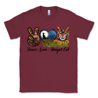 Burgundy Peace Love Bengal Cat Head Classic Tee - LillyAllenDesigns