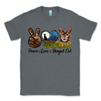 Charcoal Heather Peace Love Bengal Cat Head Classic Tee - LillyAllenDesigns