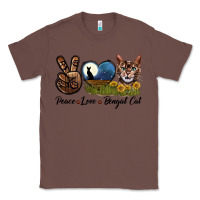 Chestnut Peace Love Bengal Cat Head Classic Tee - LillyAllenDesigns