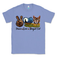 Colony Blue Peace Love Bengal Cat Head Classic Tee - LillyAllenDesigns
