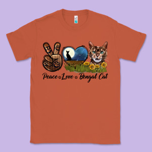 Peace Love Bengal Cat Head Classic Tee Designed By Lillyallendesigns