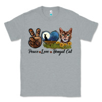 Heather Grey Peace Love Bengal Cat Head Classic Tee - LillyAllenDesigns