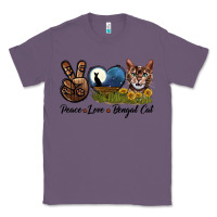 Lavender Peace Love Bengal Cat Head Classic Tee - LillyAllenDesigns