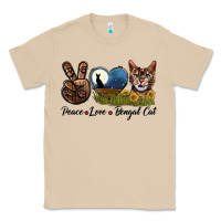 Mushroom Peace Love Bengal Cat Head Classic Tee - LillyAllenDesigns
