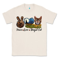 Natural Peace Love Bengal Cat Head Classic Tee - LillyAllenDesigns
