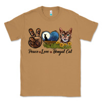 Toasted Coconut Peace Love Bengal Cat Head Classic Tee - LillyAllenDesigns