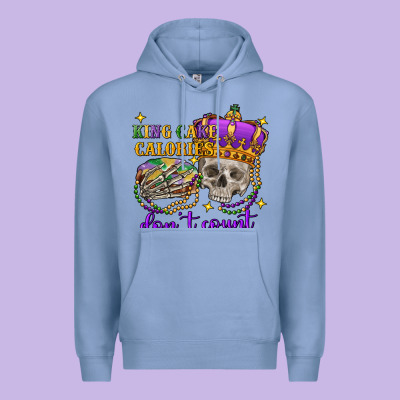 King Cake Calories Don't Count Skull Premium Hoodie Designed By Fadigitalartstudio