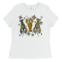 White mardi gras crawfish Ladies Tee - MaliasSmallBusiness